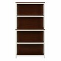 Kd Vestidor 59.5 x 31.38 x 11.8 in. 4-Shelf White & Walnut Engineered Wood Bookcase KD3268850